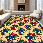 Crimson Blue Floral Medallion Field Rug