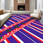 Diagonal Candy Cane Holly Stripes Rug