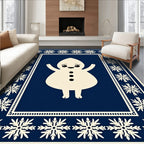 Cheery Snowman Snowflake Border Rug
