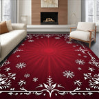 Deep Red Burst Snowflake Frame Rug