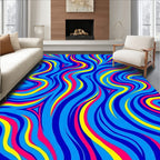 Vibrant Blue Pink Yellow Swirl Rug
