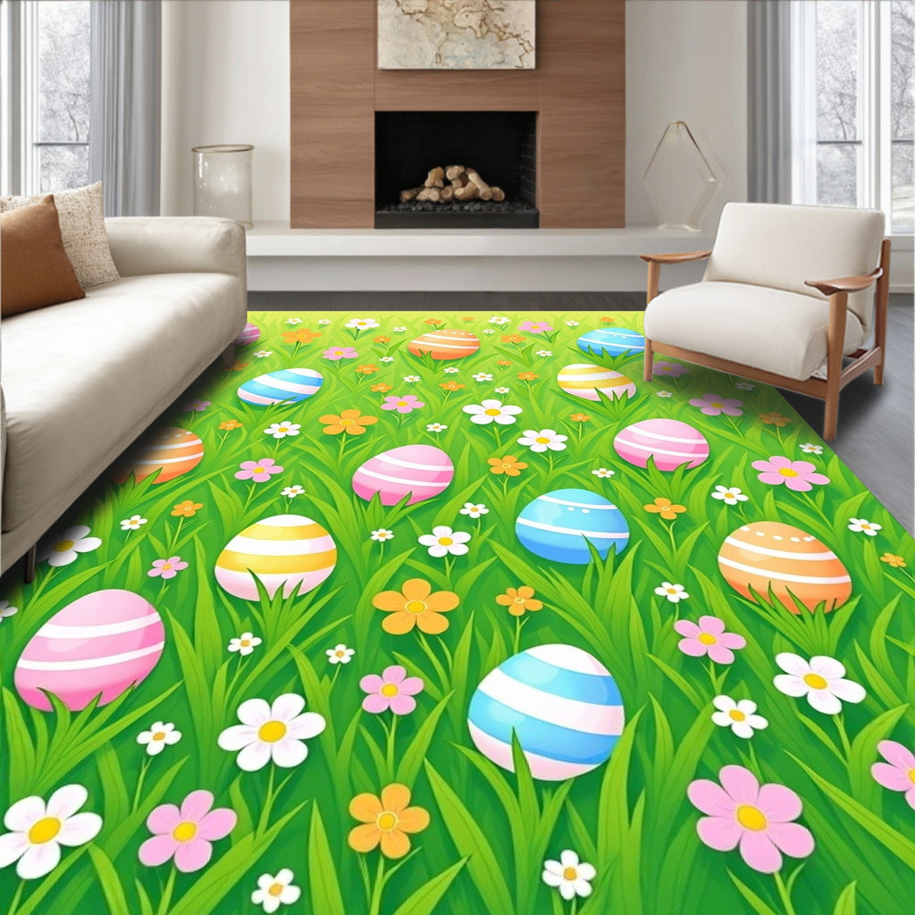 Easter Eggs Colorful Garden Field Rug