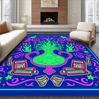Vibrant Blue Pink Green Floral Vase Rug