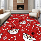 Whimsical Santa Candy Cane Snowflakes Rug