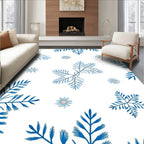 Delicate Blue Botanical Snowflakes Rug