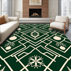 Emerald Cream Geometric Holiday Ornaments Rug