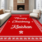 Red Snowflake Border Christmas Rug