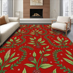 Red Vibrant Botanical Garland Rug