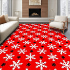 Crimson Red Snowflake Cluster Rug