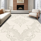 Neutral Beige Floral Medallion Mandala Rug