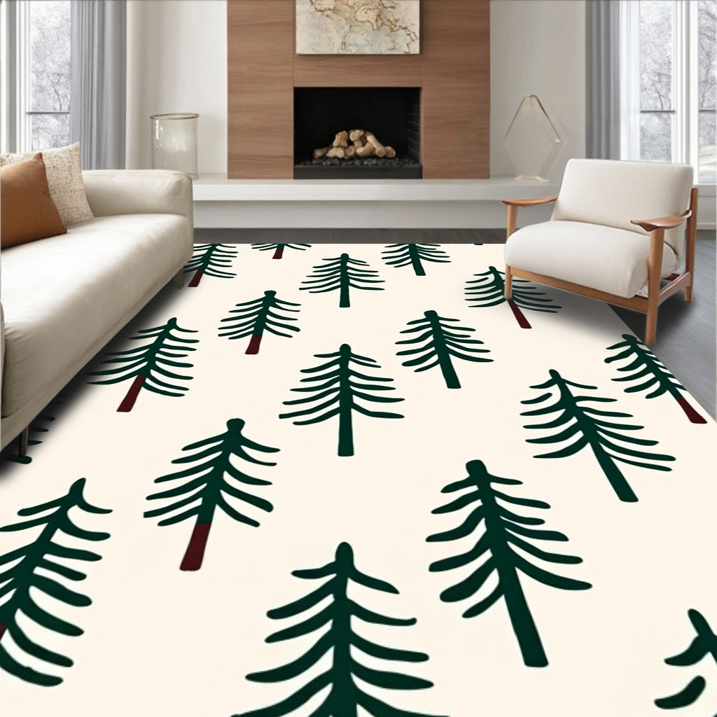 Dark Green Pine Forest Scatter Rug