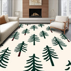 Dark Green Pine Forest Scatter Rug