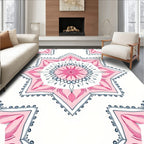 Pink Floral Starburst Mandala Rug