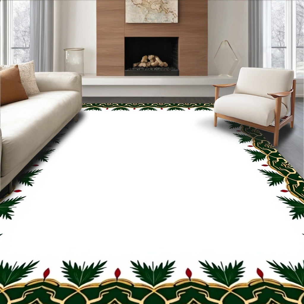 Emerald Gold Festive Holly Berries Rug
