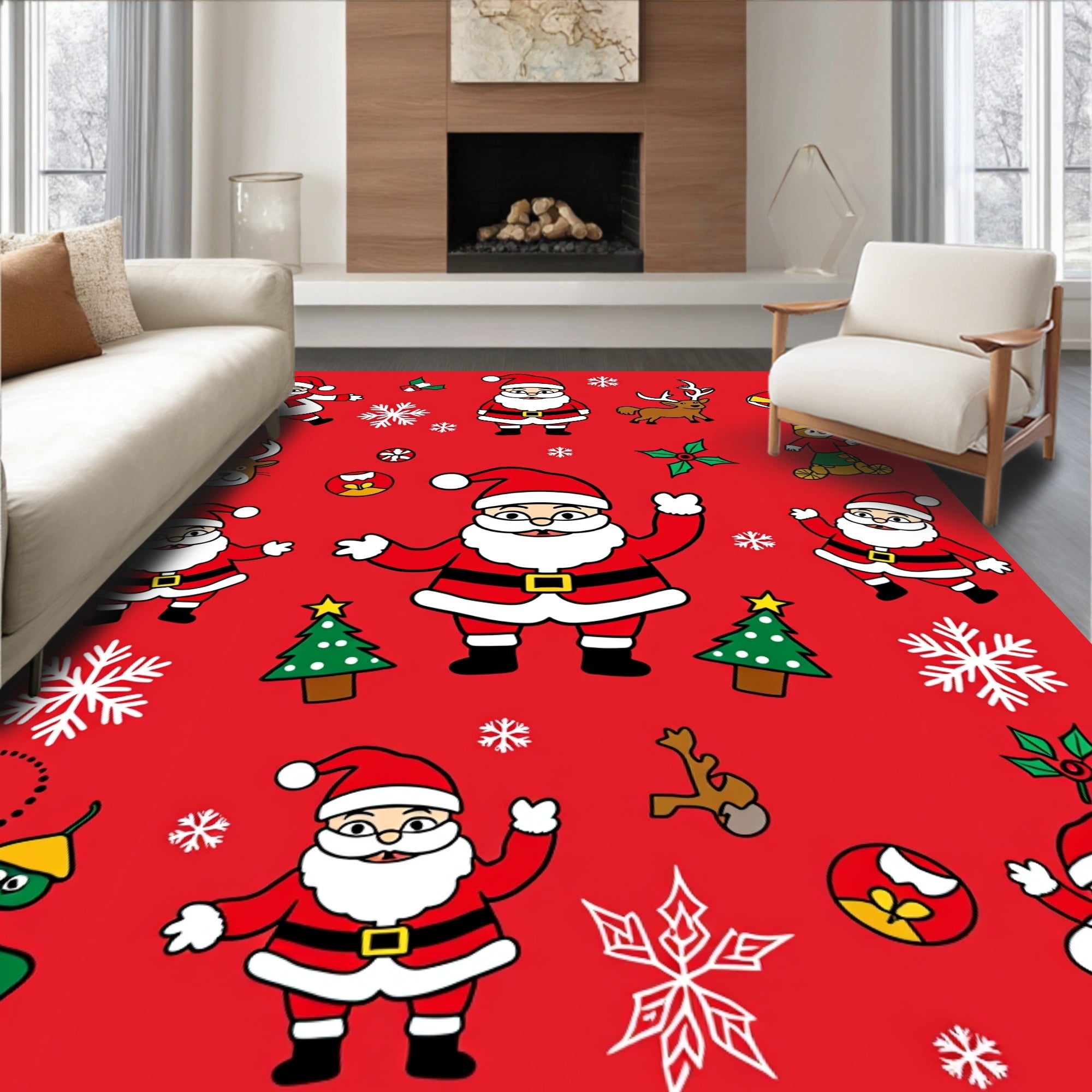 Jolly Santa Claus Christmas Collection Rug