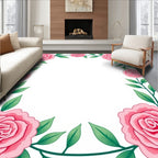 Pink Rose Border Swirl Rug