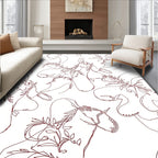 Crimson Horse and Leaf Outline Rug