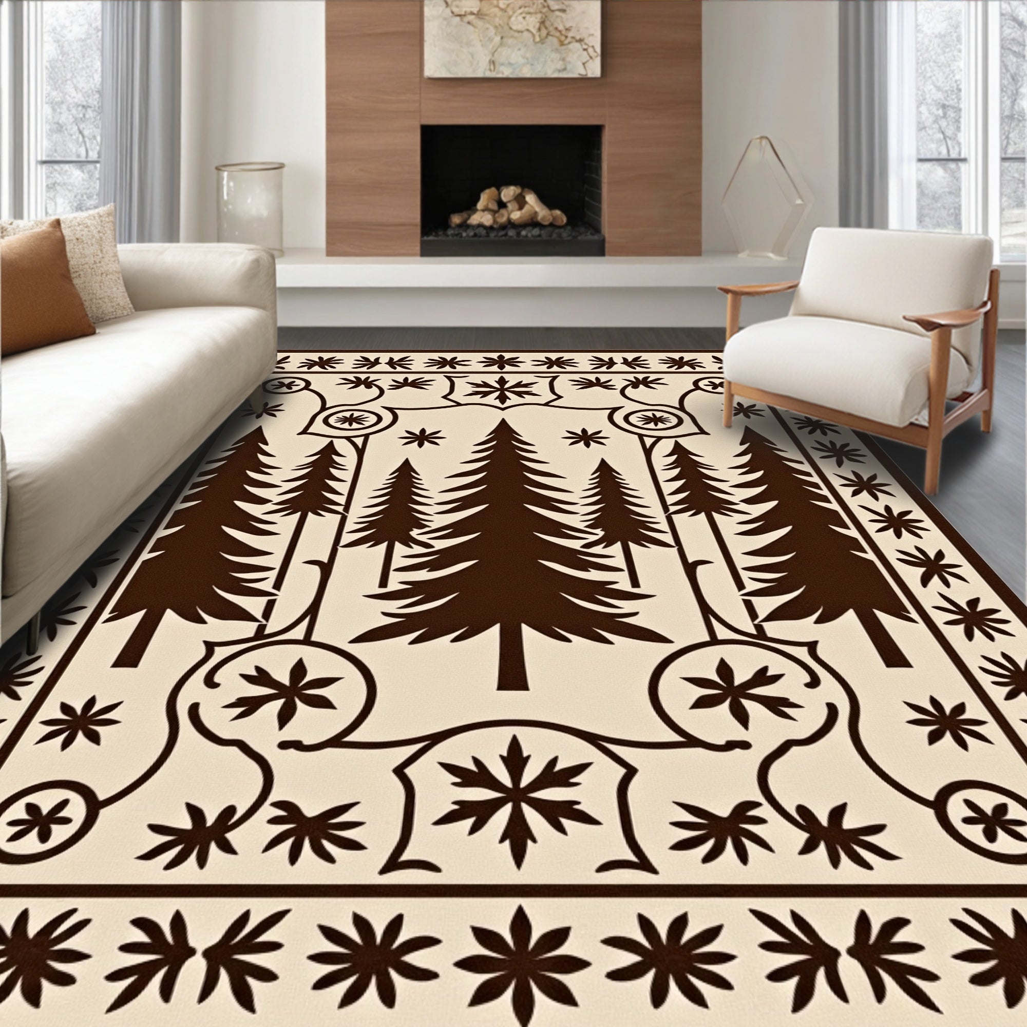Forest Trees Folk Art Rug