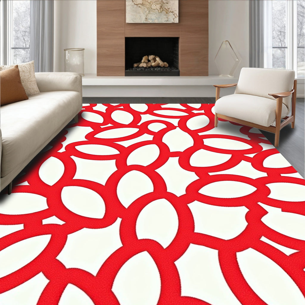 Crimson Interlocking Loops Rug