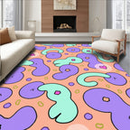 Playful Purple Aqua Organic Shapes Rug