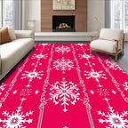 Red White Snowflake Floral Accents Rug