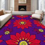 Vibrant Red Yellow Floral Collage Rug