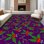 Vibrant Red Berry Holly Sprigs Rug