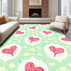 Whimsical Red Heart Floral Lattice Rug