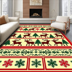 Crimson Deer And Evergreen Trees Foulard Rug