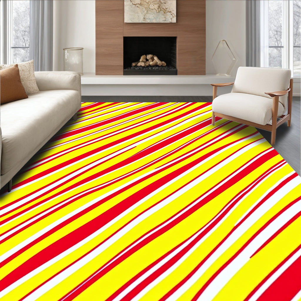 Bold Red Yellow Wavy Stripes Rug