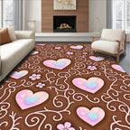 Pink Iridescent Hearts Swirl Floral Rug