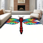 Vibrant Rainbow Dragonfly Winged Creature Rug