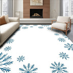 Deep Blue Snowflake Frame Rug