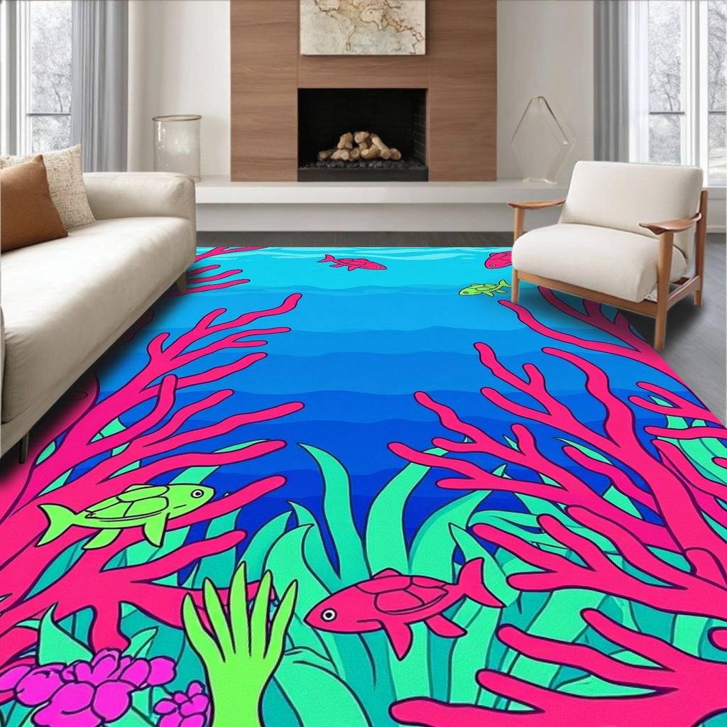 Vibrant Coral Fish Underwater Scene Rug