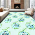 Light Blue Orb Botanical Ornament Rug