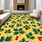 Green Leaf With Red Berry Clusters Rug