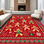 Festive Red Gingerbread Man Holiday Rug