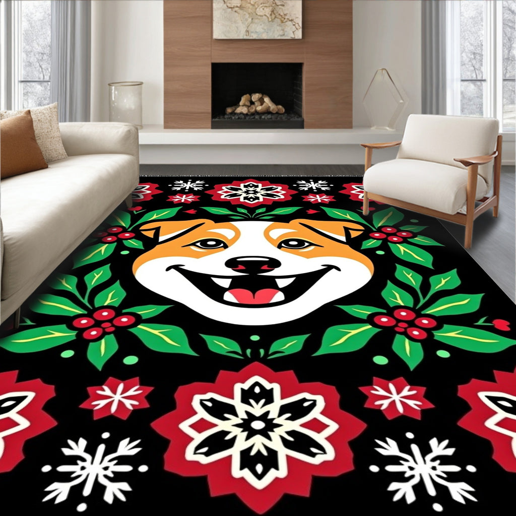 Joyful Dog Holly Berry Garland Rug