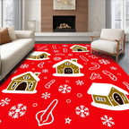 Brown Gingerbread Houses Snowflakes Sweet Treats Rug