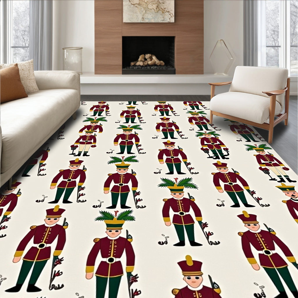 Crimson Soldiers with Green Foliage Accents Rug