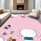 Whimsical Pink Christmas Gnomes Reindeer Rug