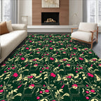 Emerald Green Floral Arrangement Rug