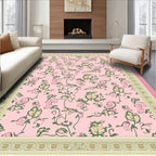Pink Floral Vine Garden Rug