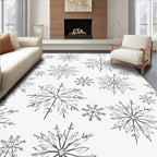 Hand Drawn Delicate Snowflake Snowfall Rug