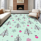 Winter Wonderland Evergreen Ornaments Rug