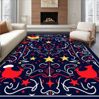 Festive Red Reindeer Sleigh Starburst Rug