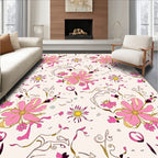 Pink Floral Whimsical Vine Fabric Rug