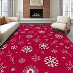 Crimson Snowflakes with Delicate Branches Rug