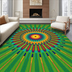 Vibrant Starburst Geometric Green Rug
