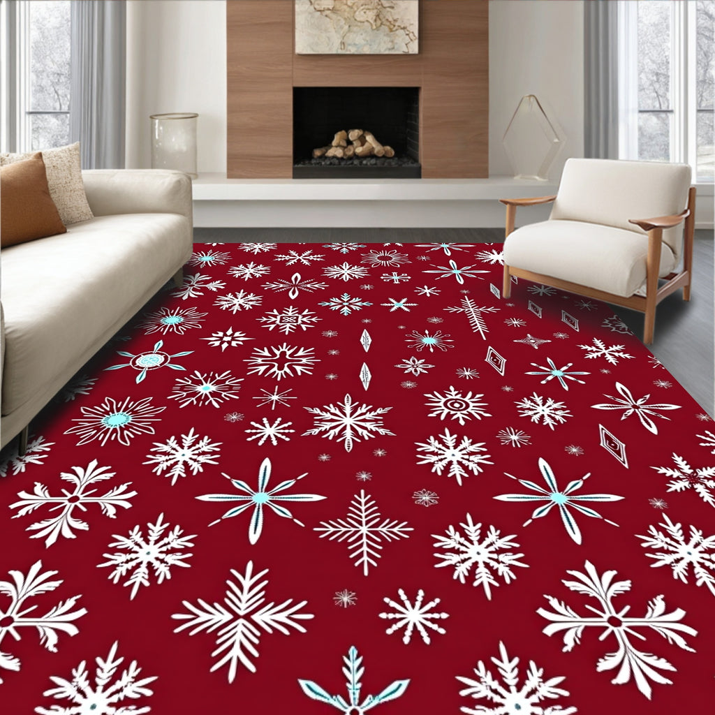 Winter Snowflake Snowscape Medley Rug
